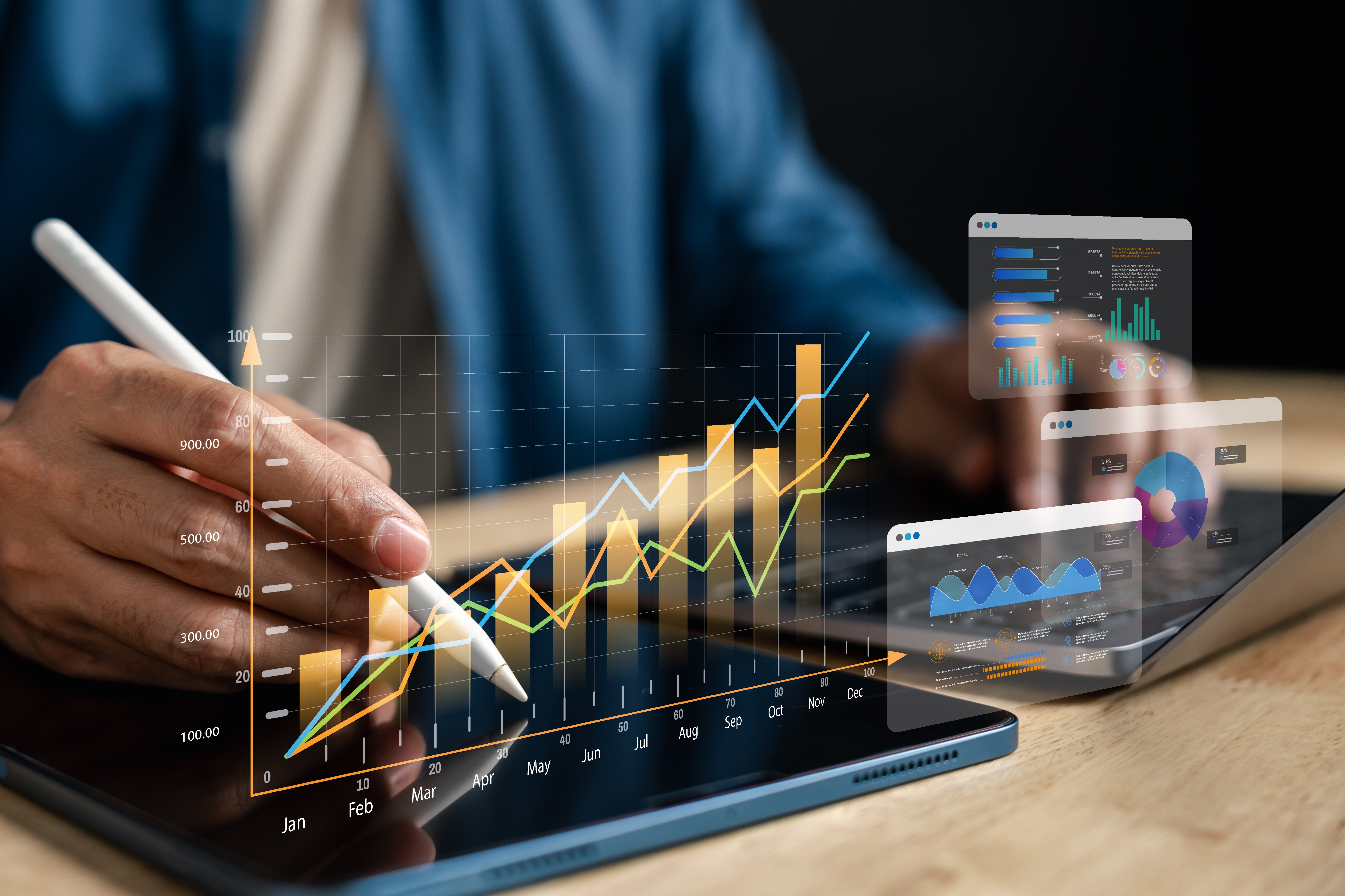 financial,chart,and,investment,graph,analysis,stock,on,tablet,screen.